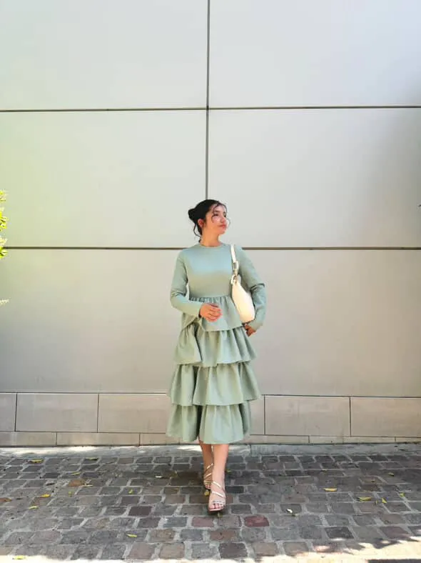 Amalfi Sage Ruffled Dress