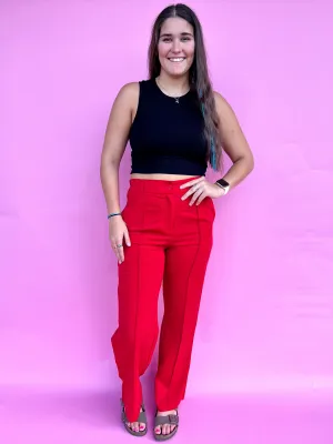 Anna Mid Rise Trouser Straight Leg Pants