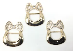 Beautiful Golden Bow Style Metal Buckle With Stone