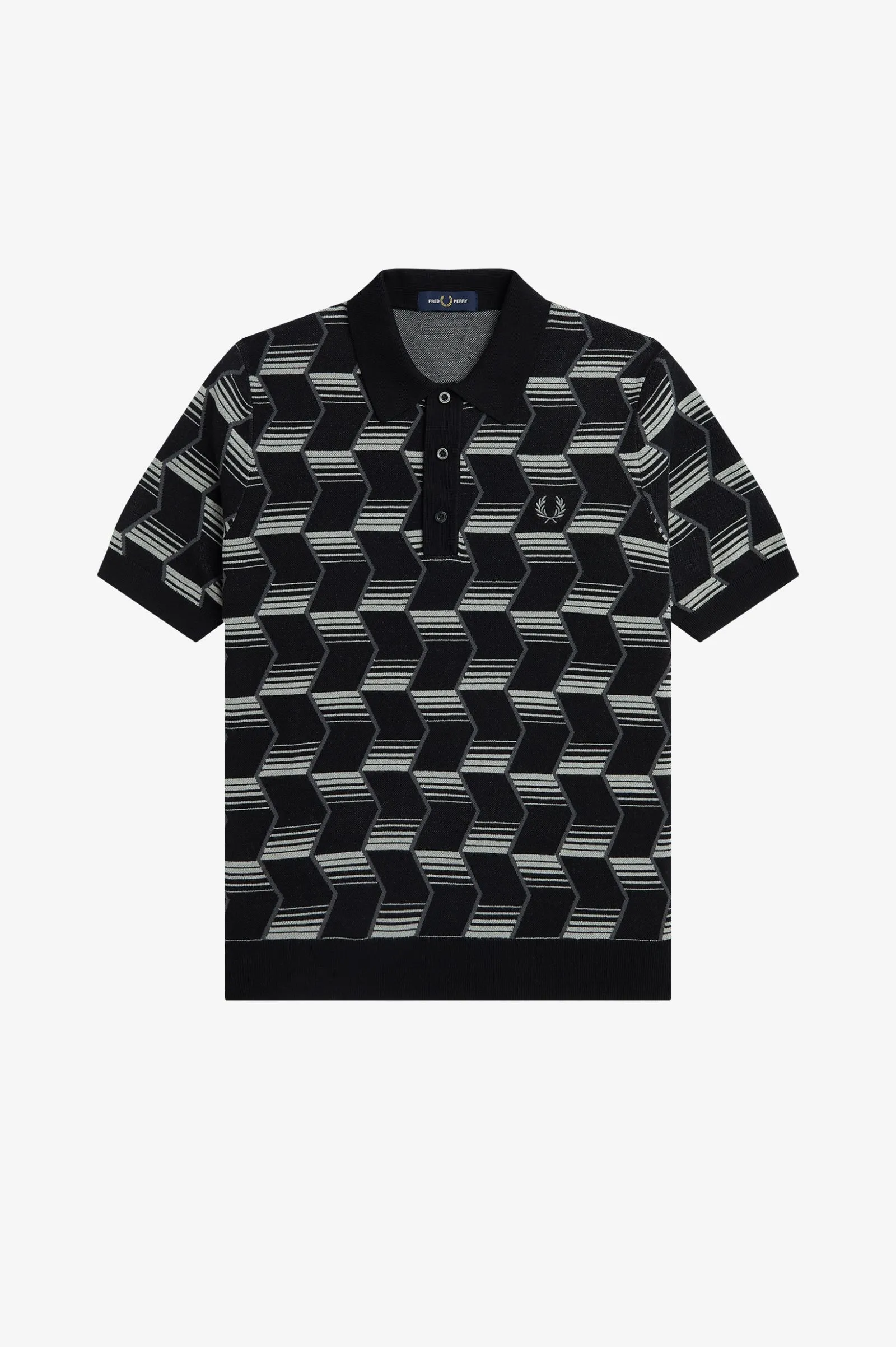 Chevron Stripe Knitted Shirt (Black)