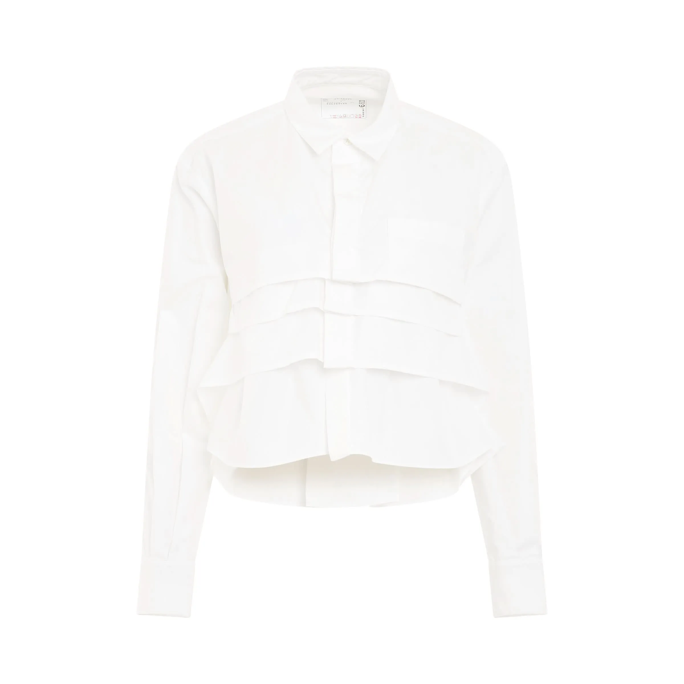 Cotton Cropped Poplin Shirt in Off White