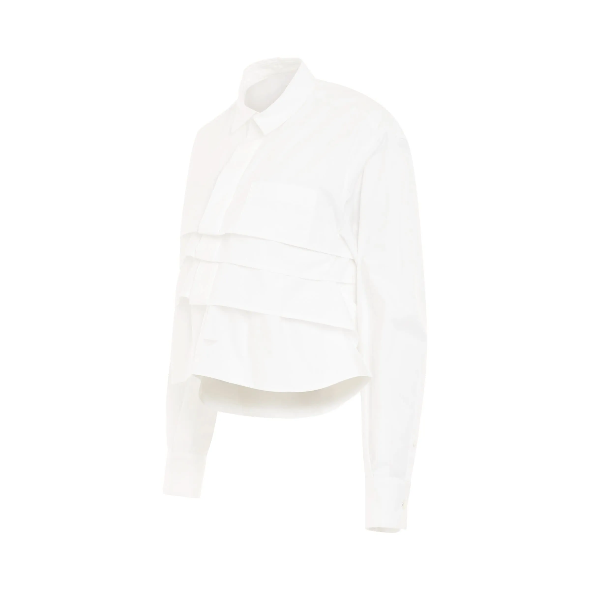 Cotton Cropped Poplin Shirt in Off White