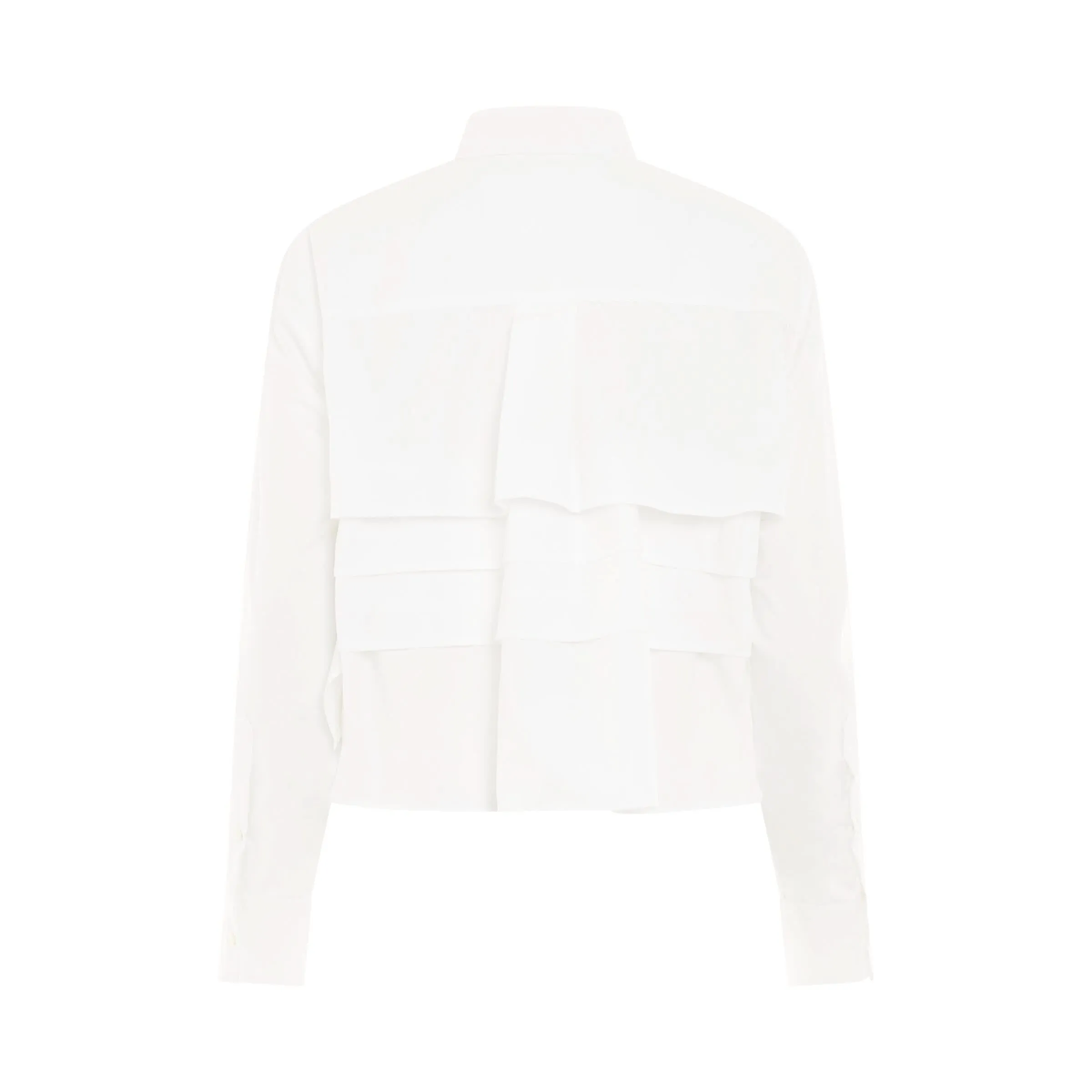 Cotton Cropped Poplin Shirt in Off White