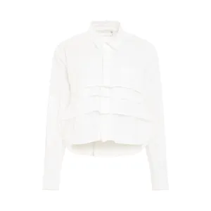 Cotton Cropped Poplin Shirt in Off White