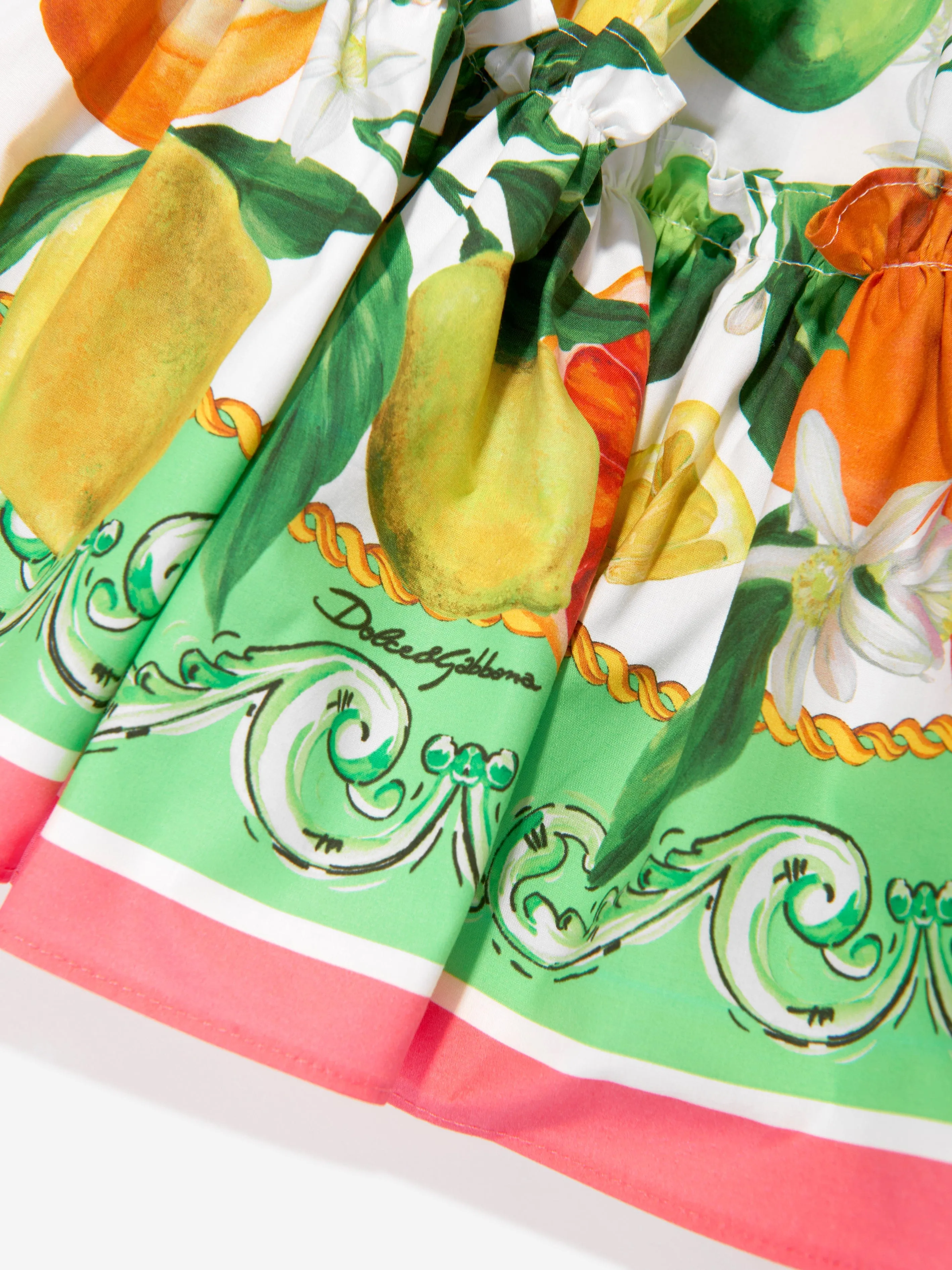 Dolce & Gabbana Girls Orange and Lemon Print Skirt in Multicolour