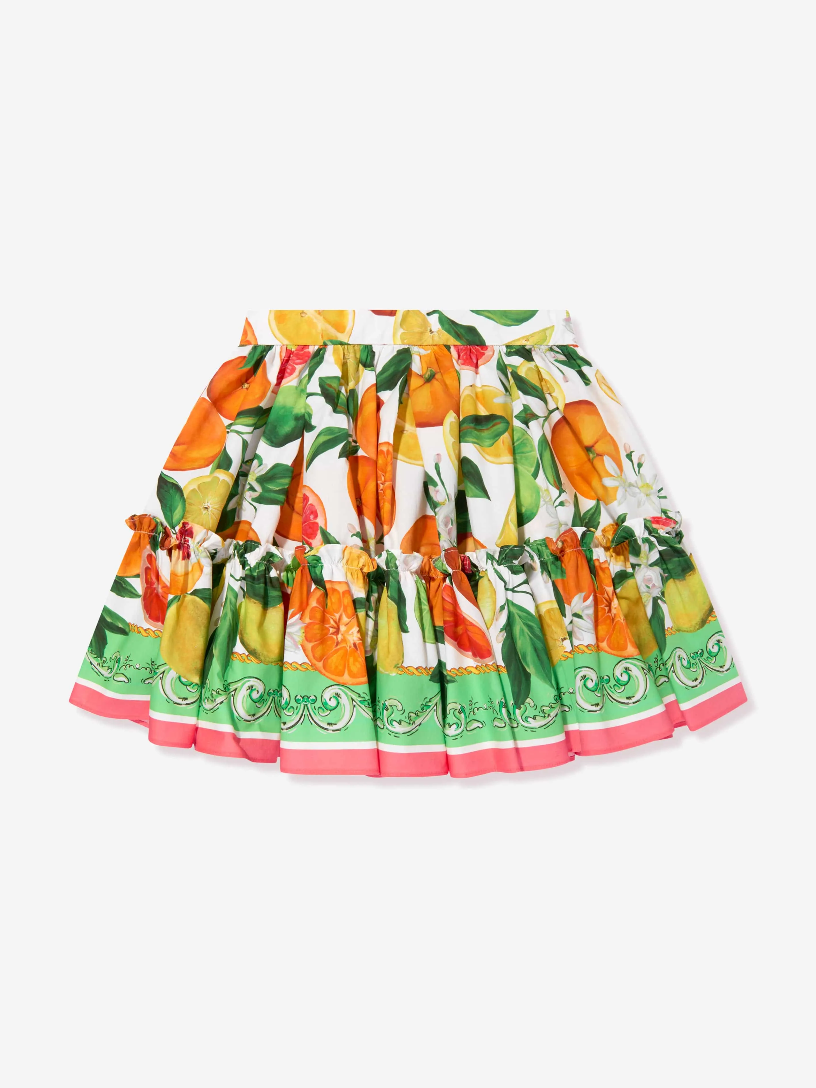 Dolce & Gabbana Girls Orange and Lemon Print Skirt in Multicolour