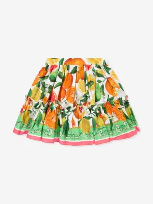 Dolce & Gabbana Girls Orange and Lemon Print Skirt in Multicolour