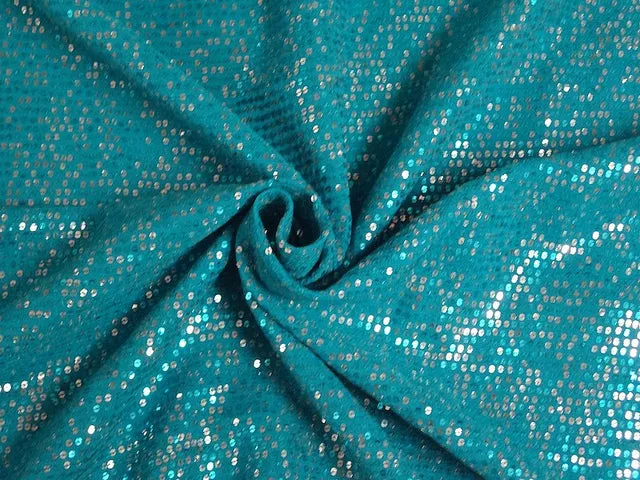 Double Georgette fabric with sequin embroidery Aqua Blue color