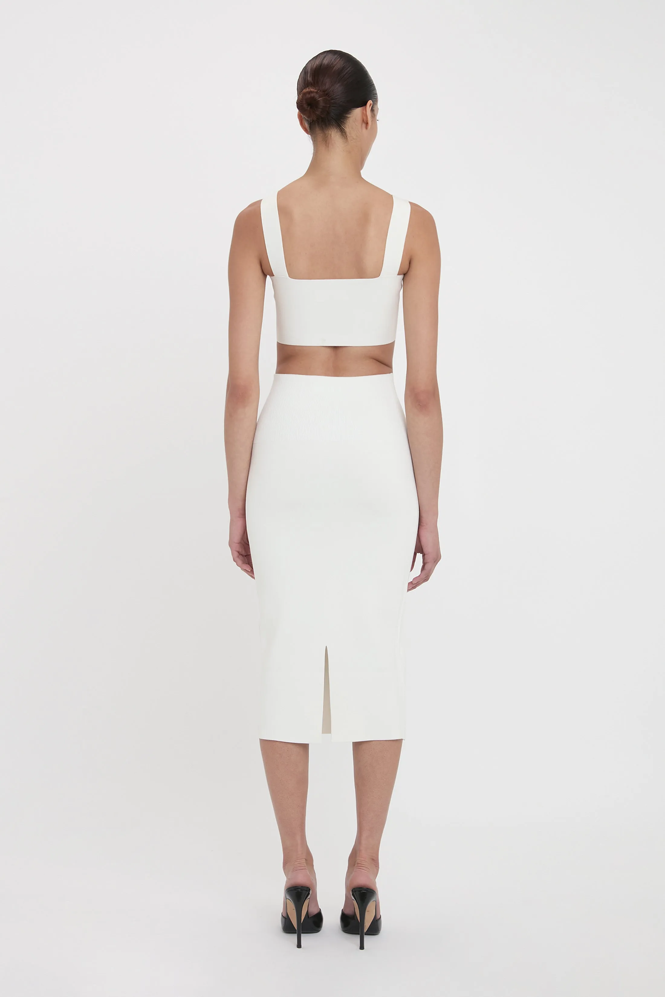 Fitted Midi Skirt In White