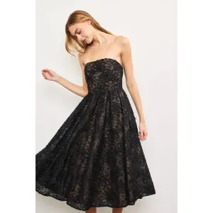 Floral Embroidered Strapless Dress