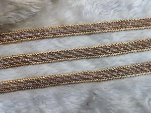 Golden Embellished Beads Work Embroidered Border