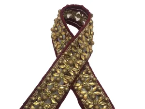 Golden Floral Stone Work Embroidered Border
