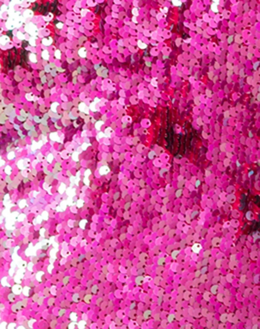 Hedi Dress in Fishscale Sequin Pink