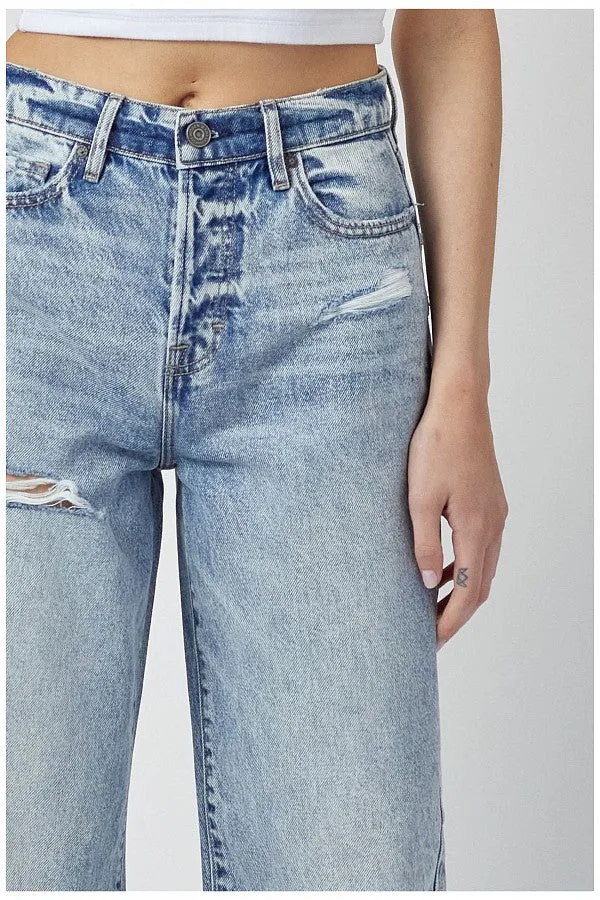 Hidden Logan Medium Wash Heavy Distressed Dad Jeans