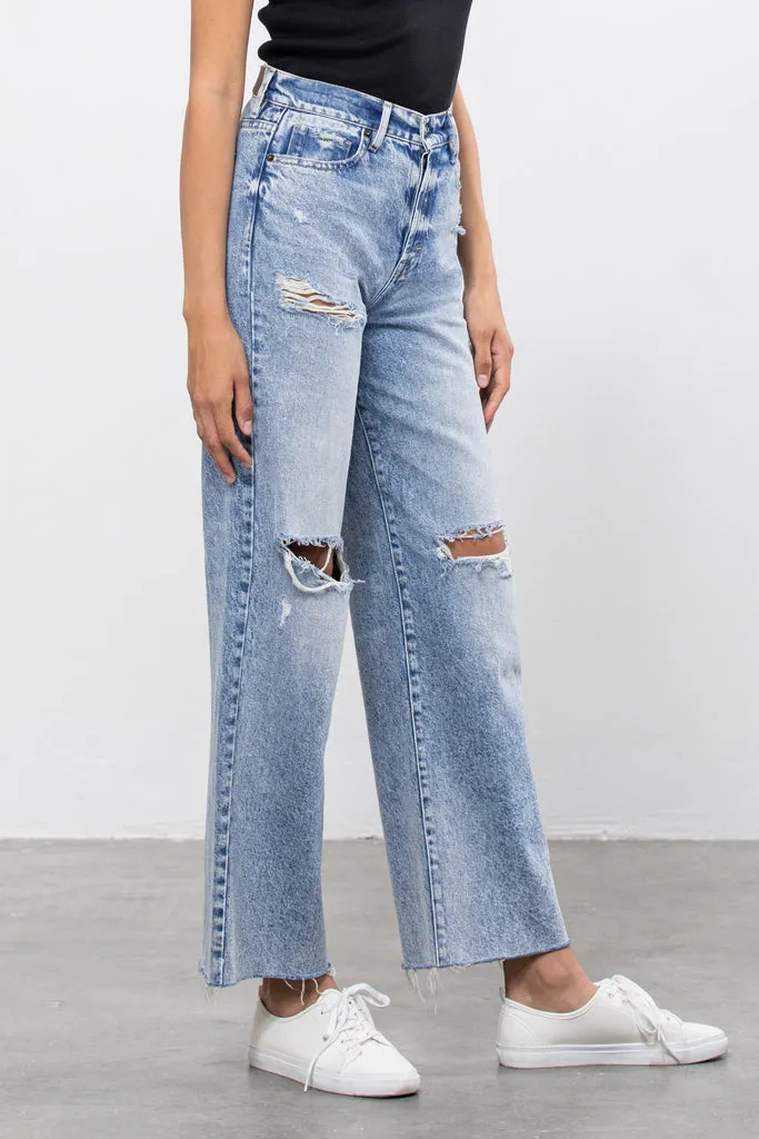 Hidden Logan Medium Wash Heavy Distressed Dad Jeans