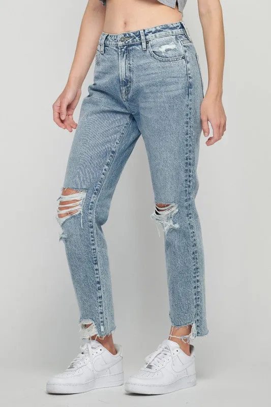 Hidden Tracey High Rise Acid Wash Cropped Straight Fit Jean