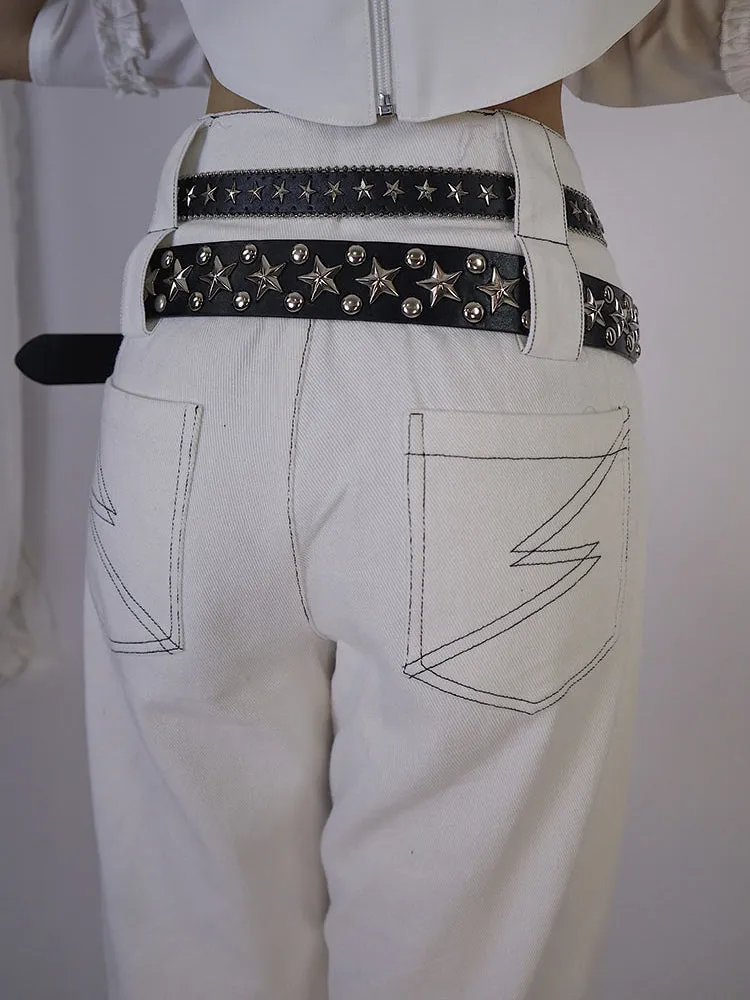 Lace-up Wide-leg men's-like Sporty Pants