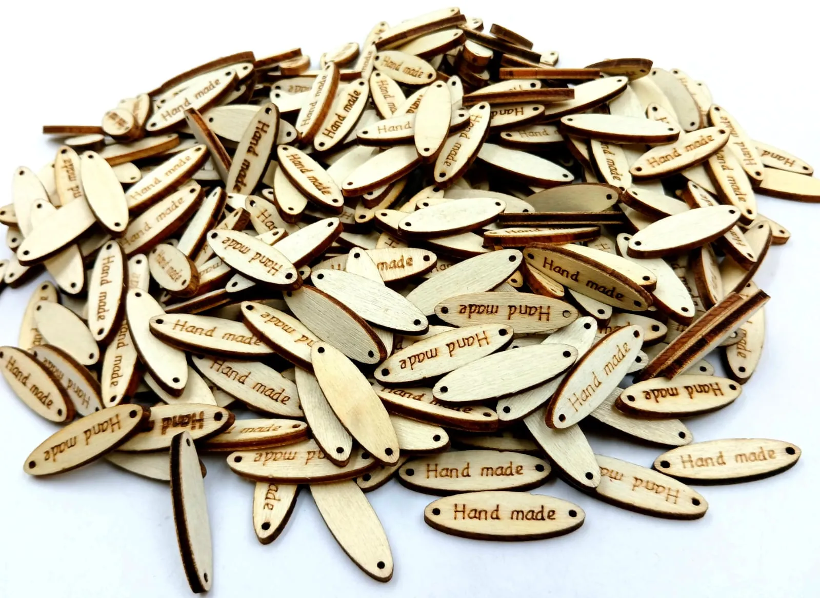 Light Brown 2 Hole Wooden Metal Buttons