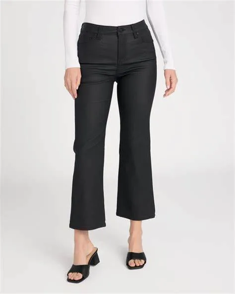 Liverpool Hannah Cropped Flare Jean Coated Black