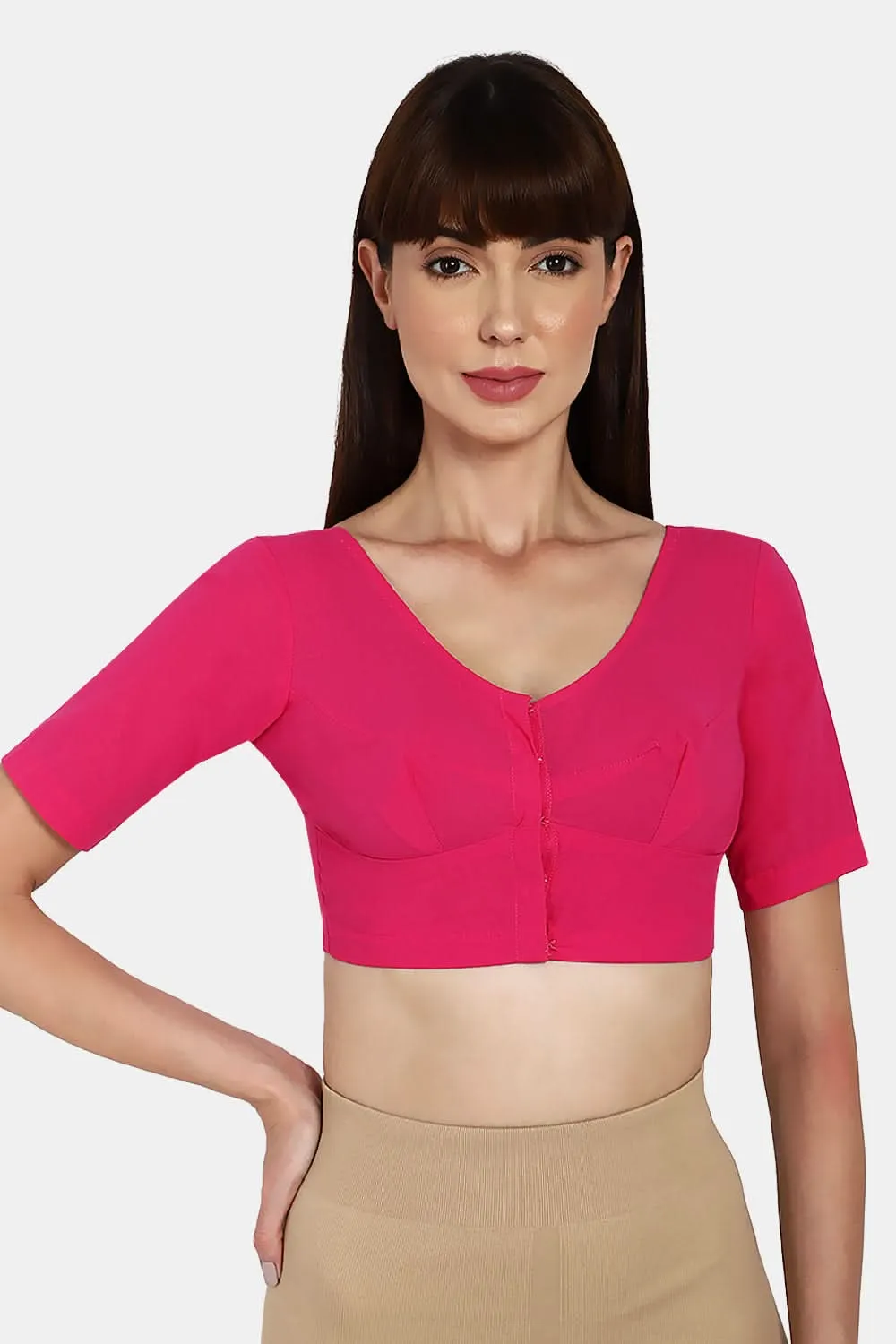 Naidu Hall Round neck long sleeve blouse - Fuchsia