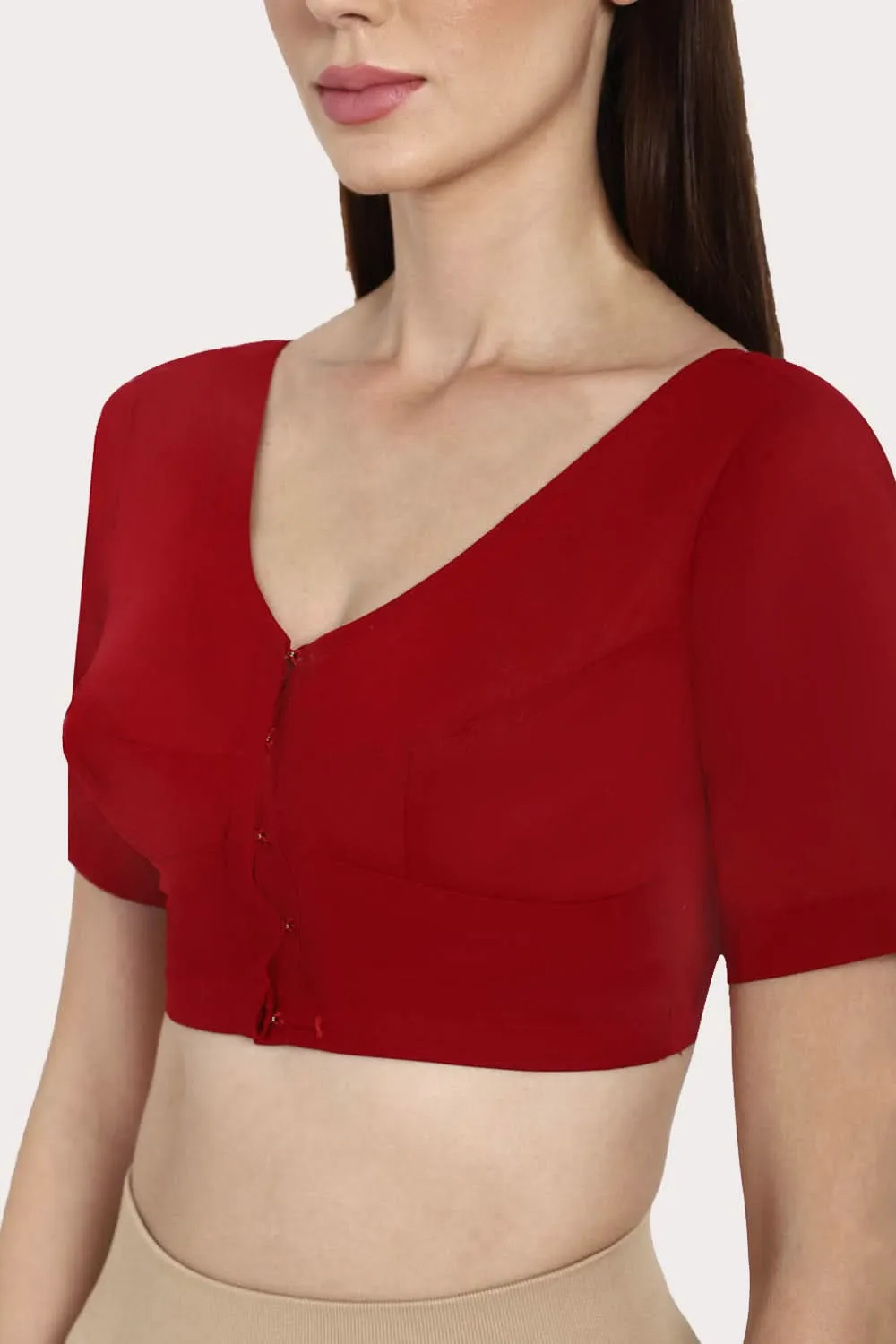 Naidu Hall Round neck long sleeve blouse - Light Maroon