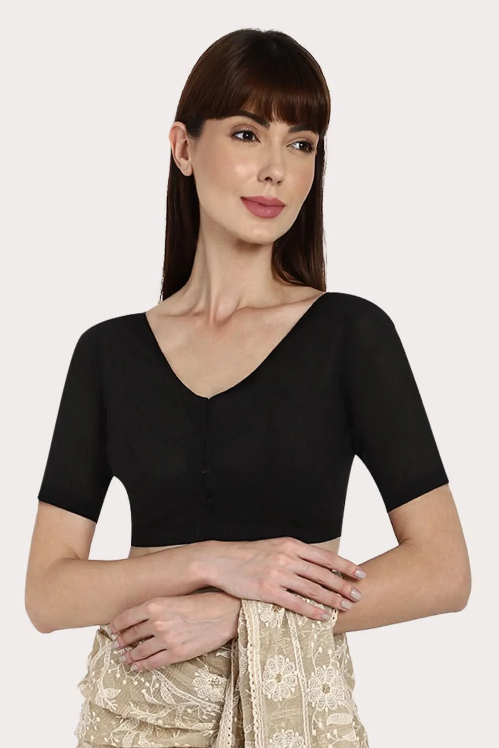 Naidu Hall U neck long sleeve blouse - Black