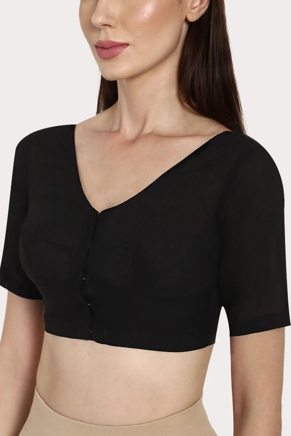 Naidu Hall U neck long sleeve blouse - Black