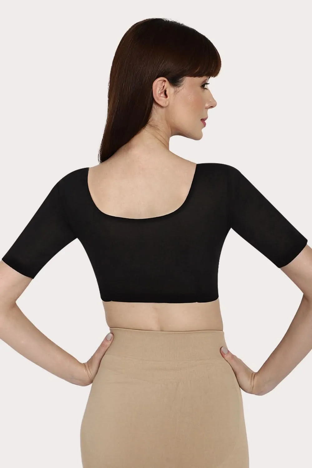 Naidu Hall U neck long sleeve blouse - Black