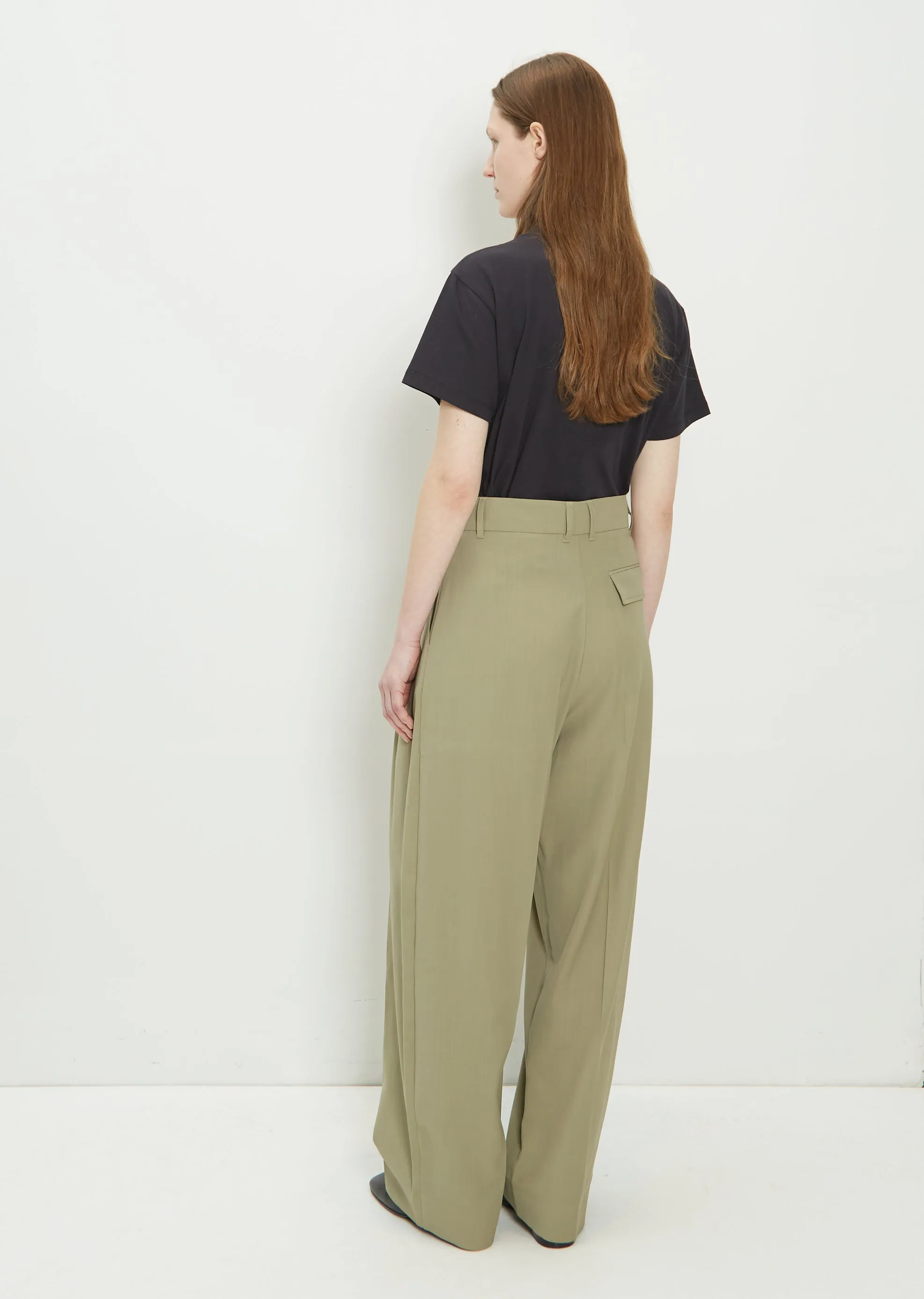 Nika Double Pleat Volume Wool Blend Pant