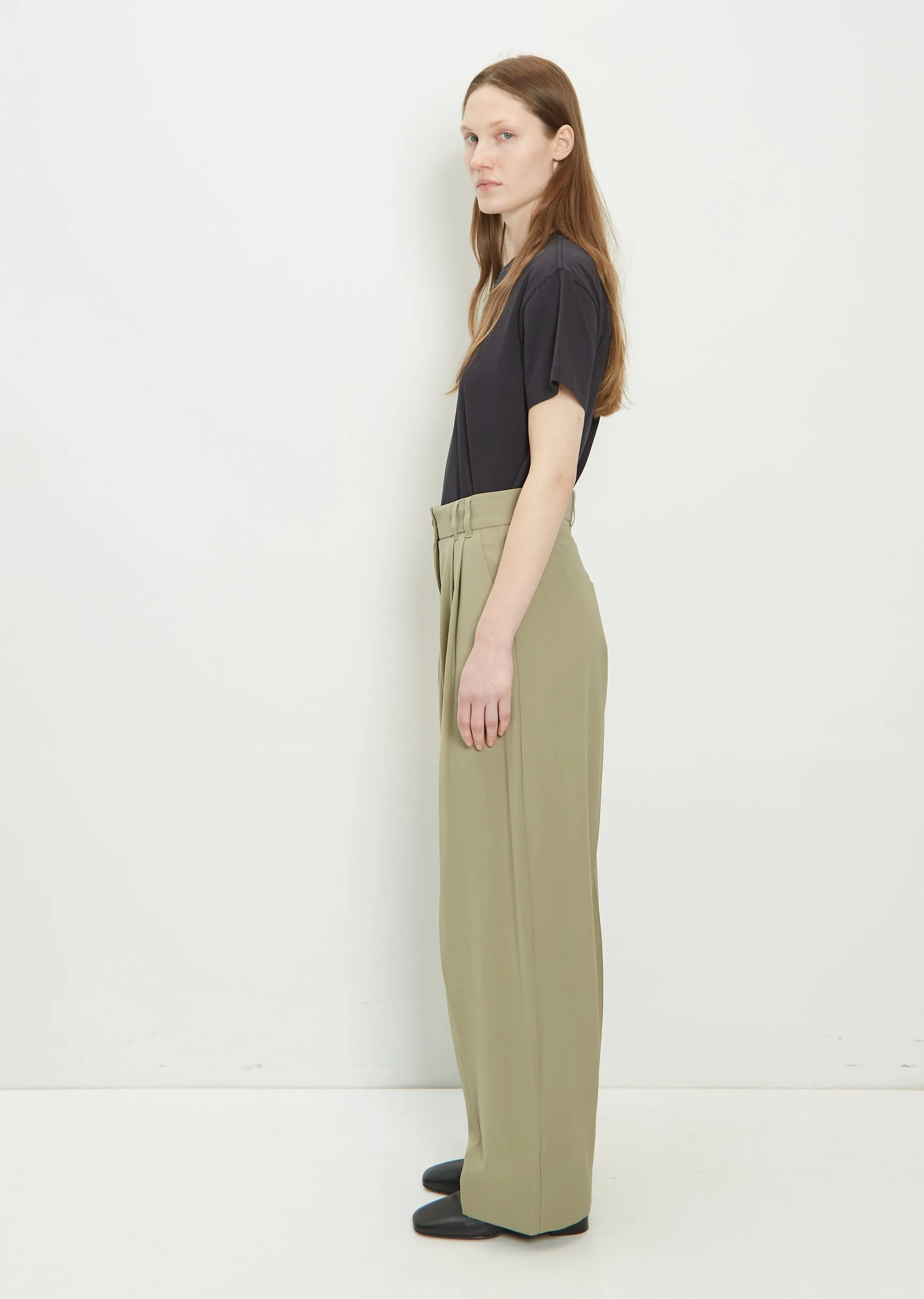 Nika Double Pleat Volume Wool Blend Pant