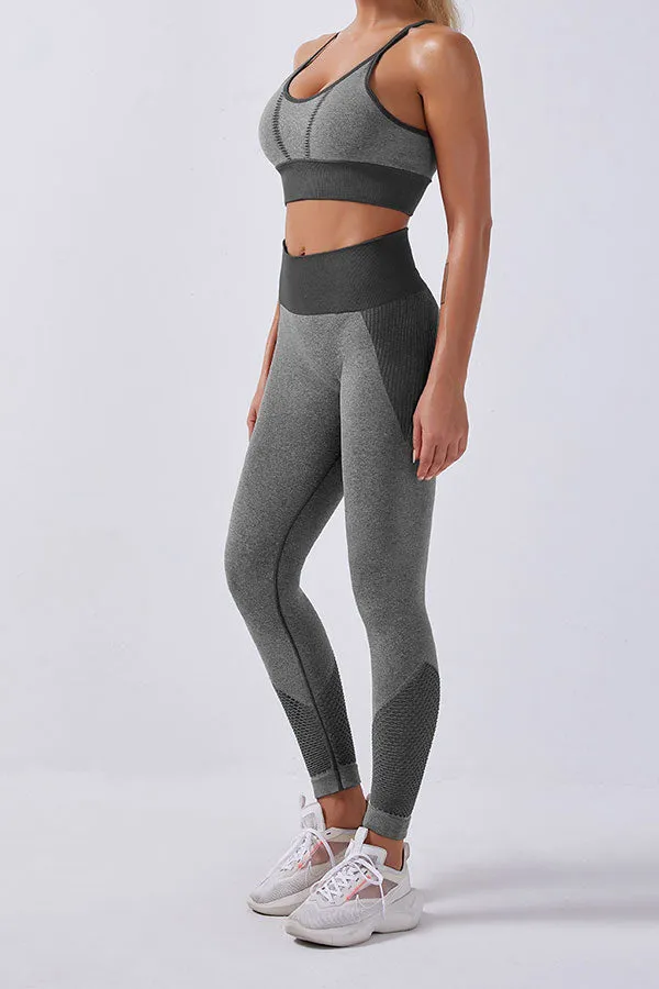 Patchwork Sporty Spaghetti Strap Pants Suit