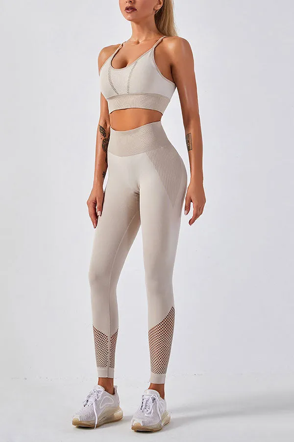 Patchwork Sporty Spaghetti Strap Pants Suit