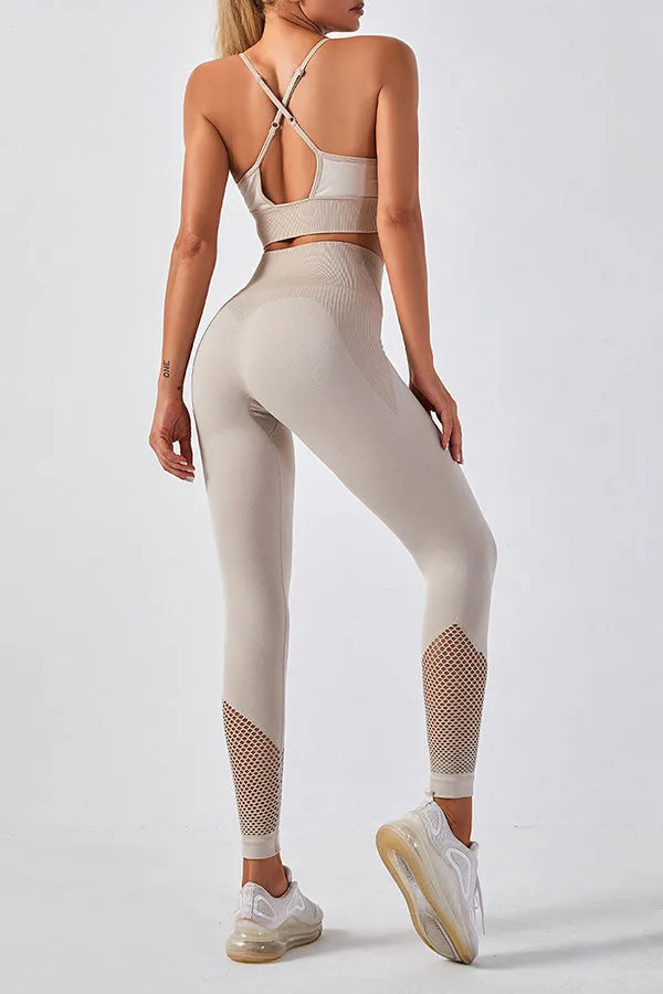 Patchwork Sporty Spaghetti Strap Pants Suit