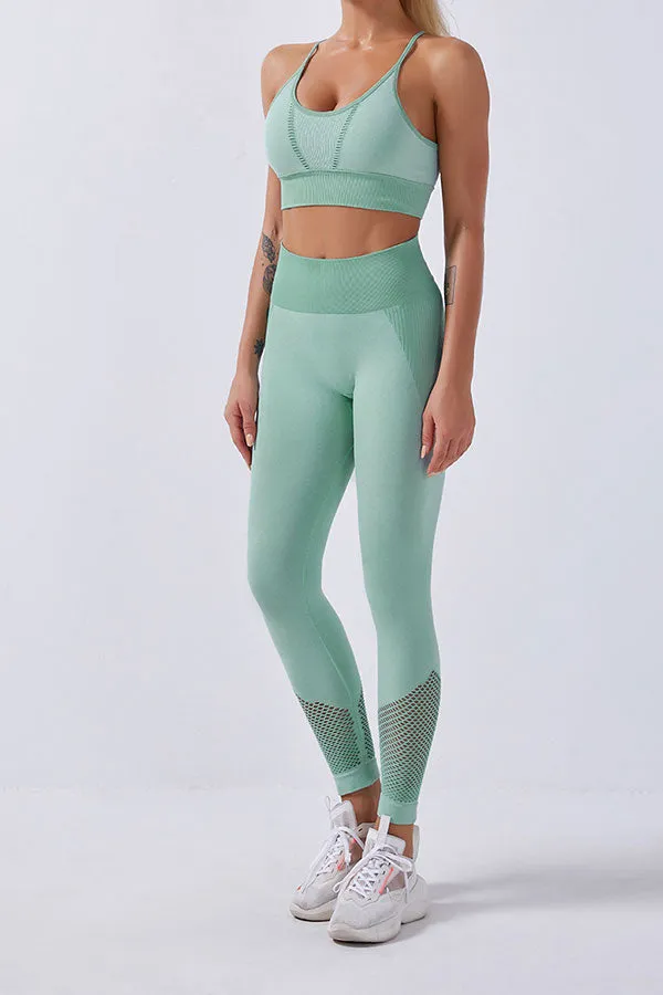 Patchwork Sporty Spaghetti Strap Pants Suit