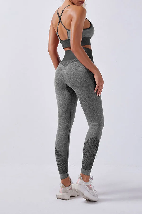 Patchwork Sporty Spaghetti Strap Pants Suit