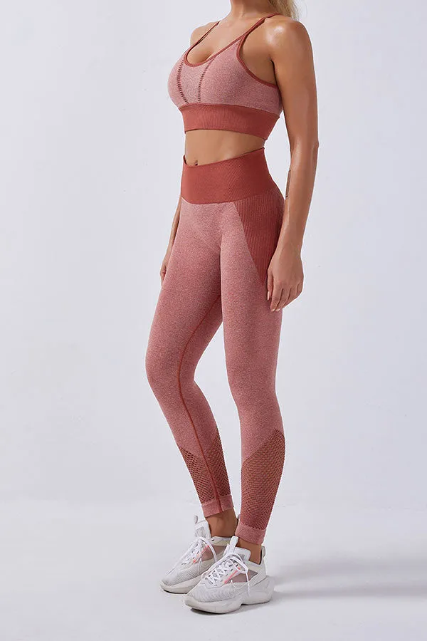 Patchwork Sporty Spaghetti Strap Pants Suit