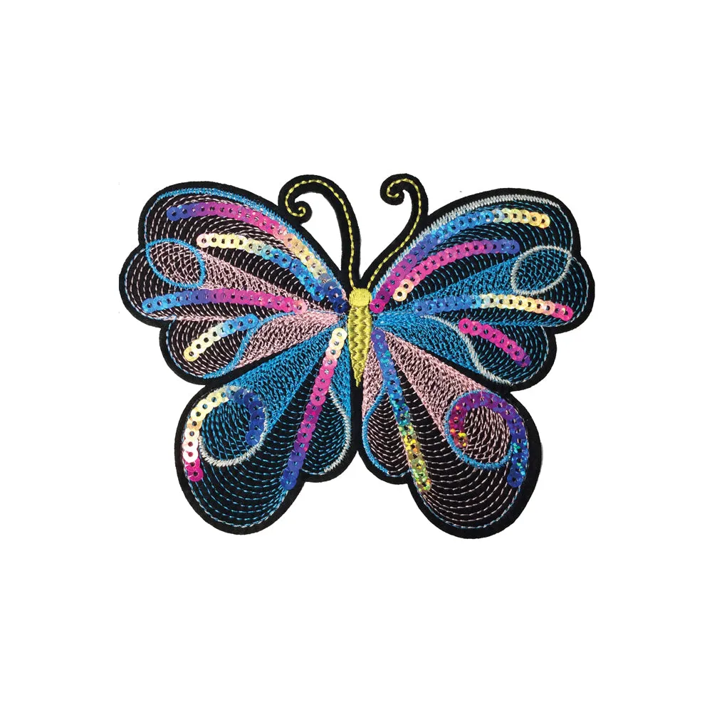 PC3474D - Sequin Swirl Multi Colour Butterfly (Iron On)