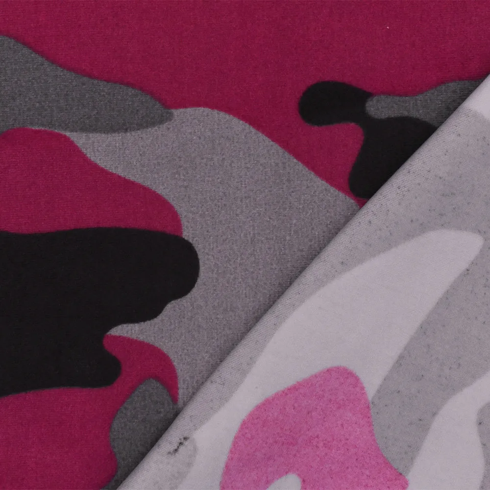 Pink-Gray-Black Famous Maker Camo Print Nylon Tricot Swimwear Knit Fabric