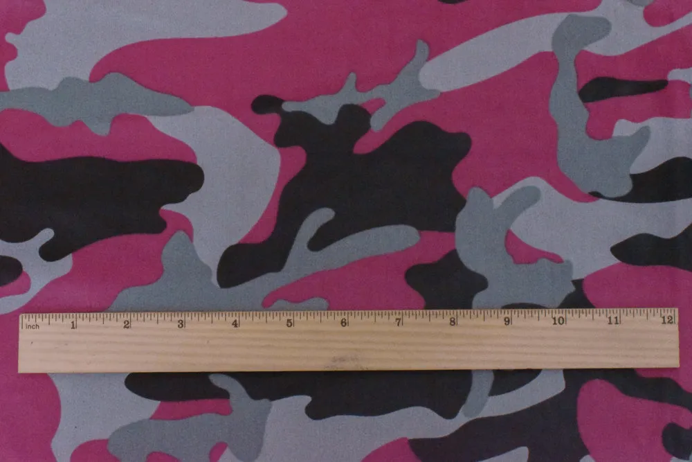 Pink-Gray-Black Famous Maker Camo Print Nylon Tricot Swimwear Knit Fabric