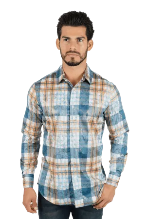 Platini Modern Fit Long Sleeve Plaid Shirt