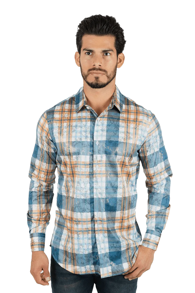 Platini Modern Fit Long Sleeve Plaid Shirt