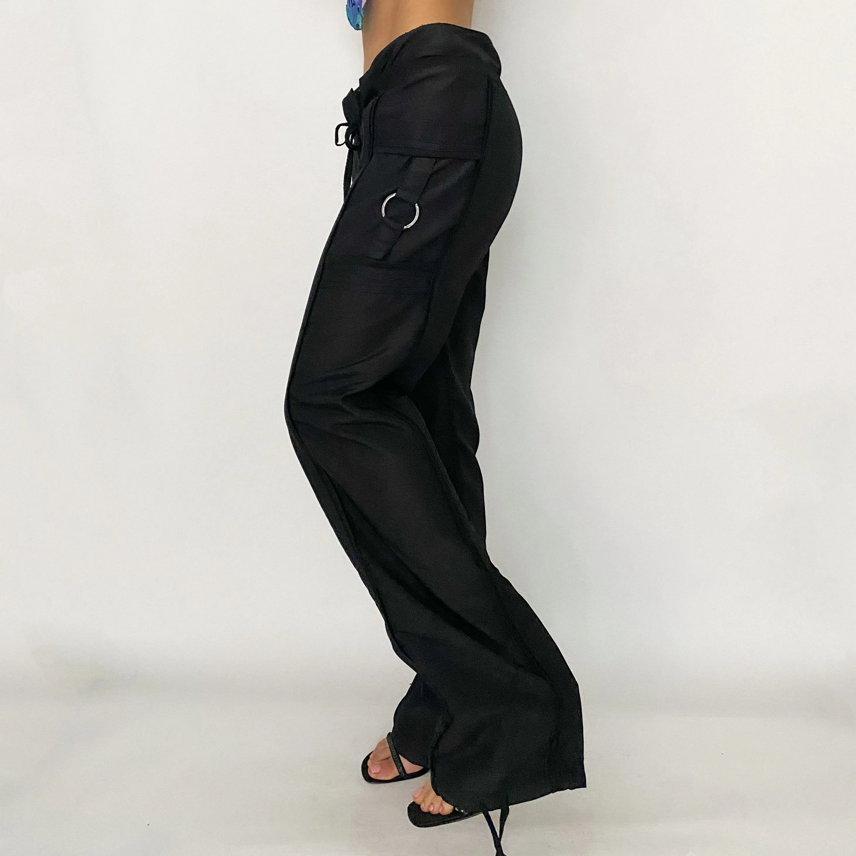 rhinestone o-ring sporty pants - medium