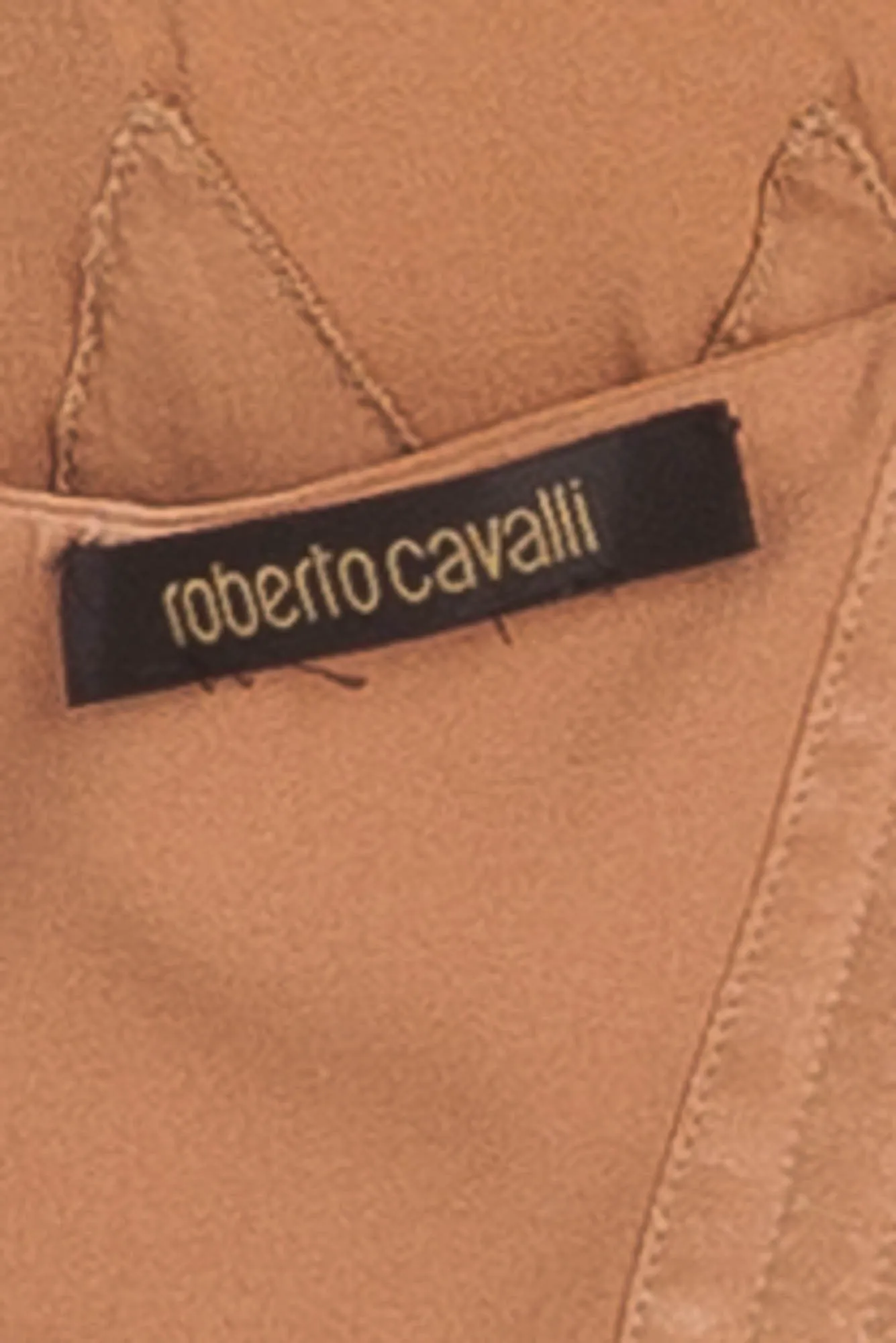 Roberto Cavalli - 2PC Taupe Satin Bustier and Skirt with Ruffles - S