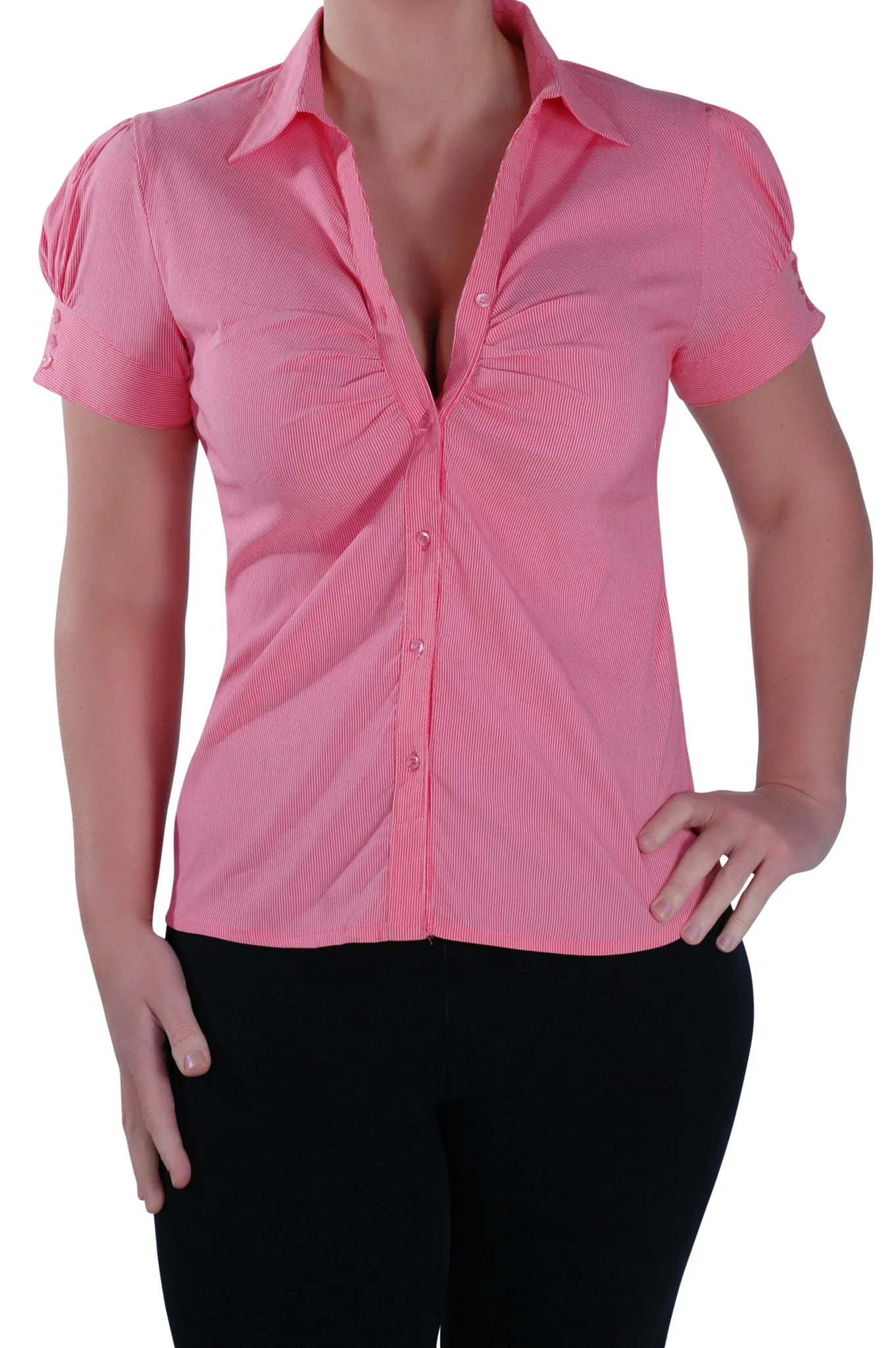 Ruffle Work Short Sleeve Blouse