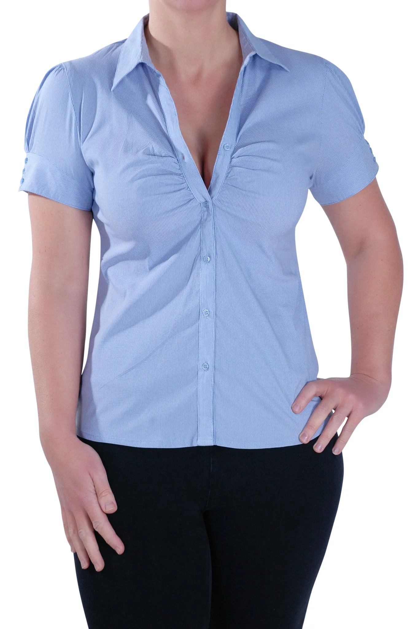 Ruffle Work Short Sleeve Blouse