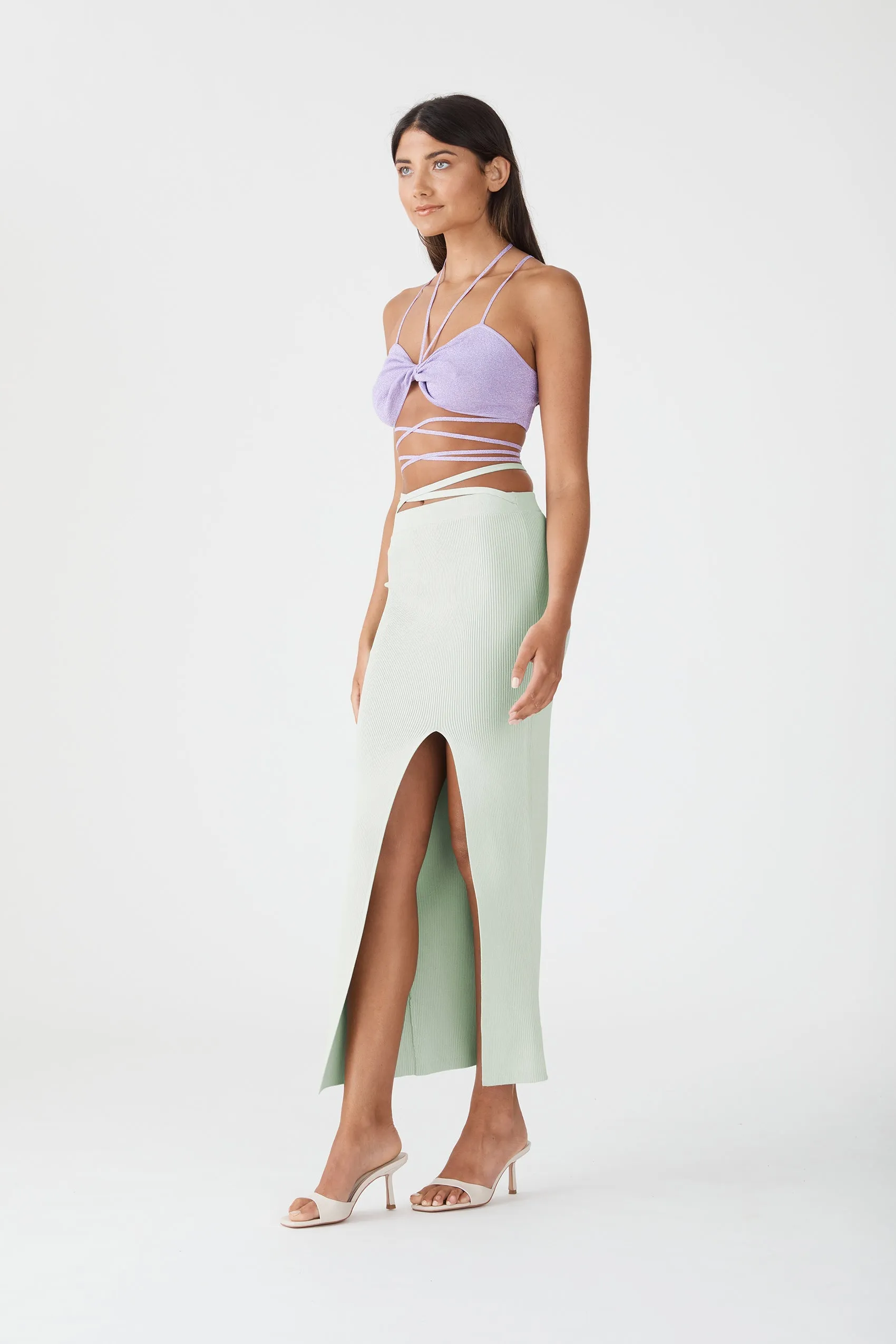 San Sloane Tracy Rib Midi Skirt
