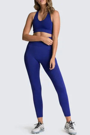 Solid Color Sporty Yoga Pants Suit