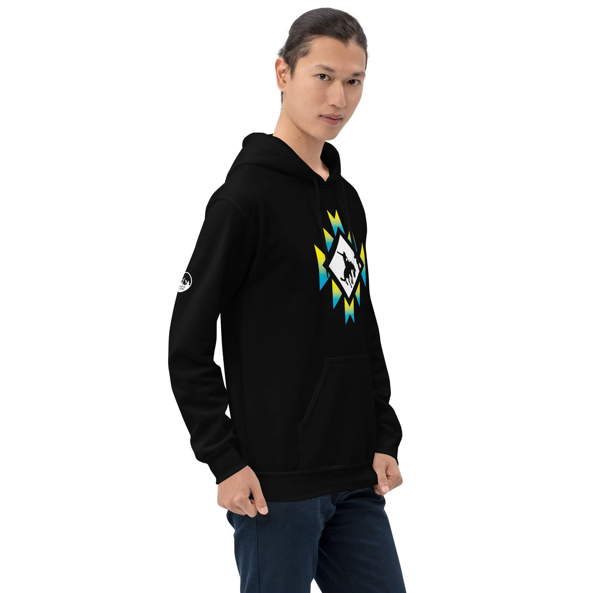 Southwest Bronco Blue and Yellow Gradient Cowboy Hoodie