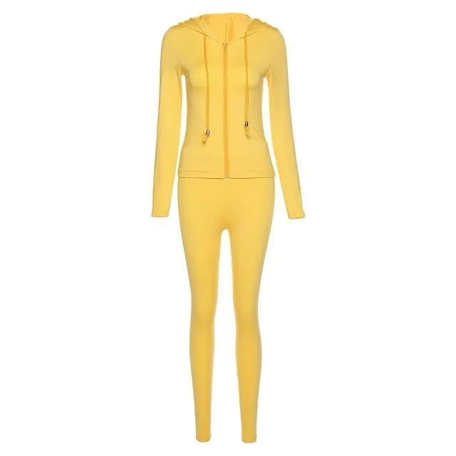 Sporty Figure Hugging Tracksuit Set