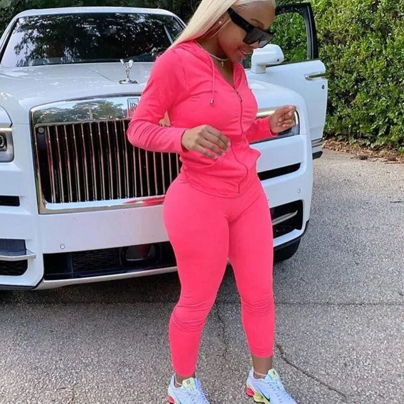 Sporty Figure Hugging Tracksuit Set